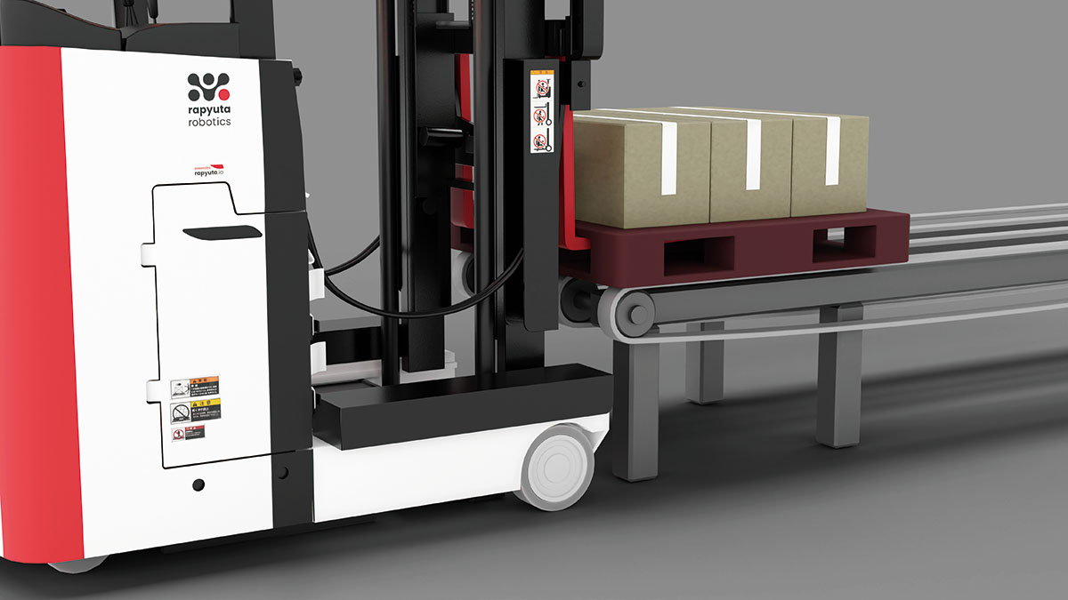Rapyuta Robotics AFL - Autonomous Forklift - Conveyor Belt