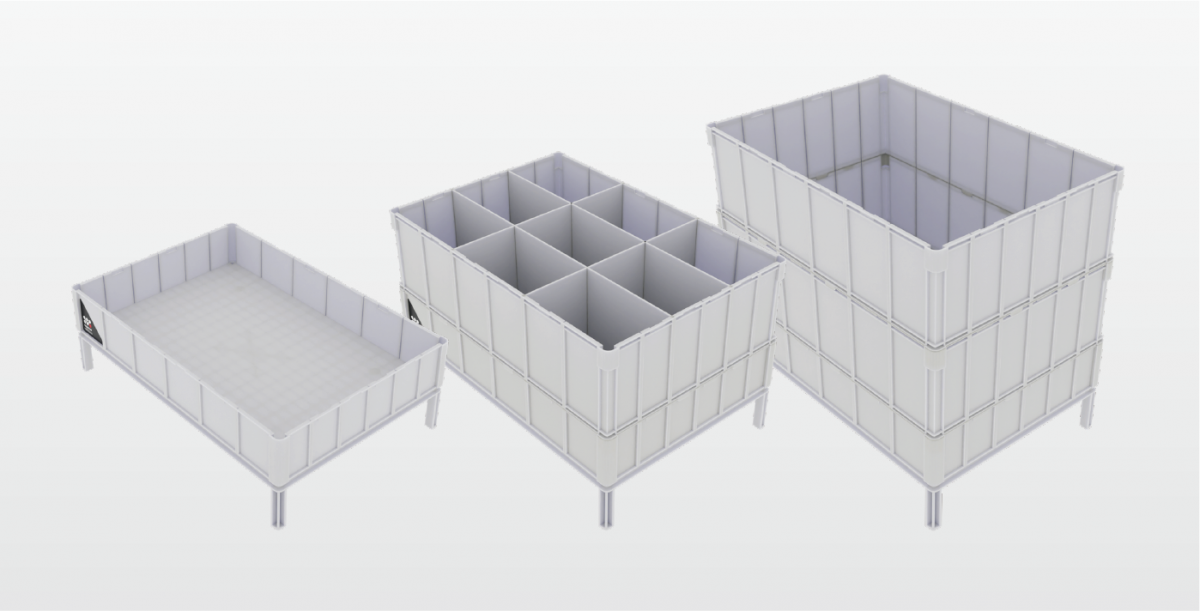 Rapyuta ASRS Bins provide 3 height variations for storage efficiency